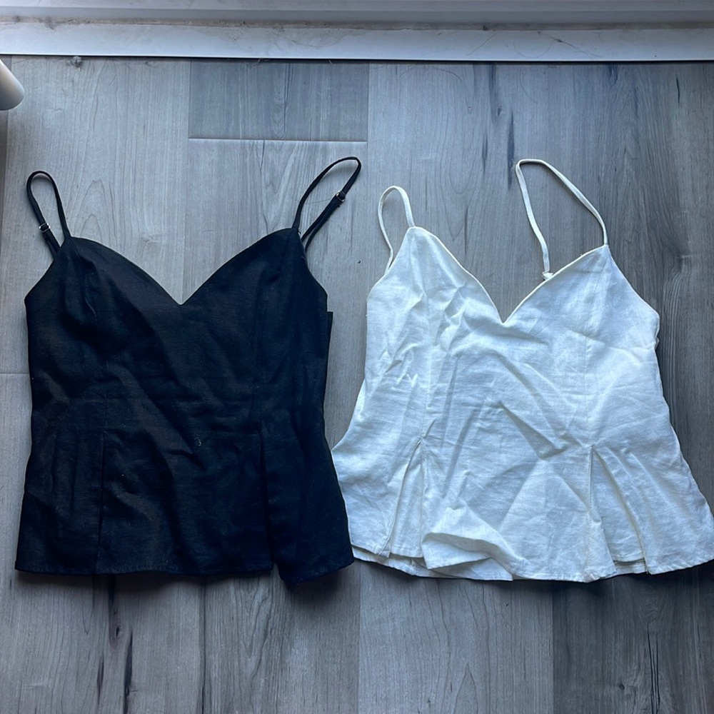 Zara linen spaghetti tanks